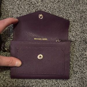 Michael Kors Plum Saffiano Leather Snap Wallet with Zip